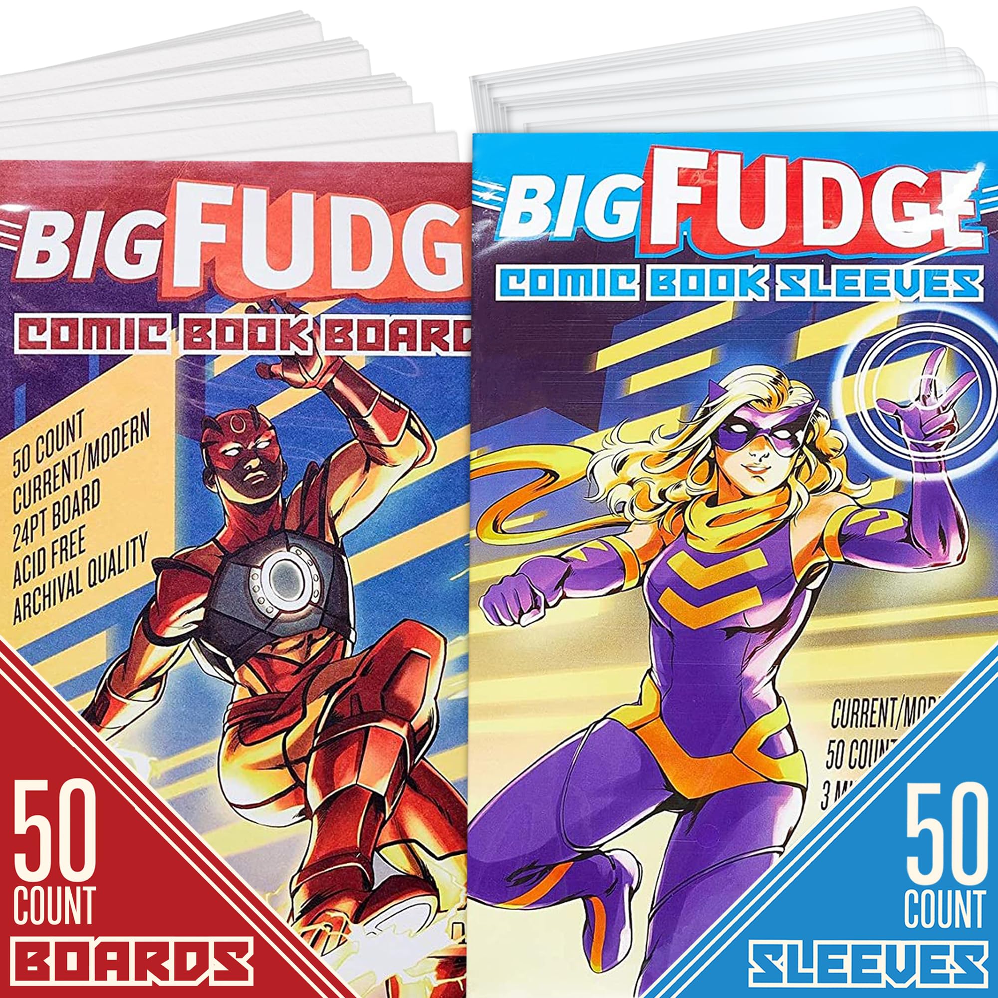 Big Fudge 50 Comic Book Bags and Boards - Protector Sleeves for